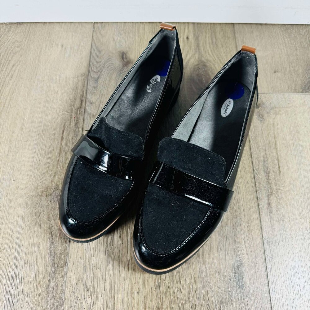 Dr. Scholl's Black Patent and Suede Penny Loafers